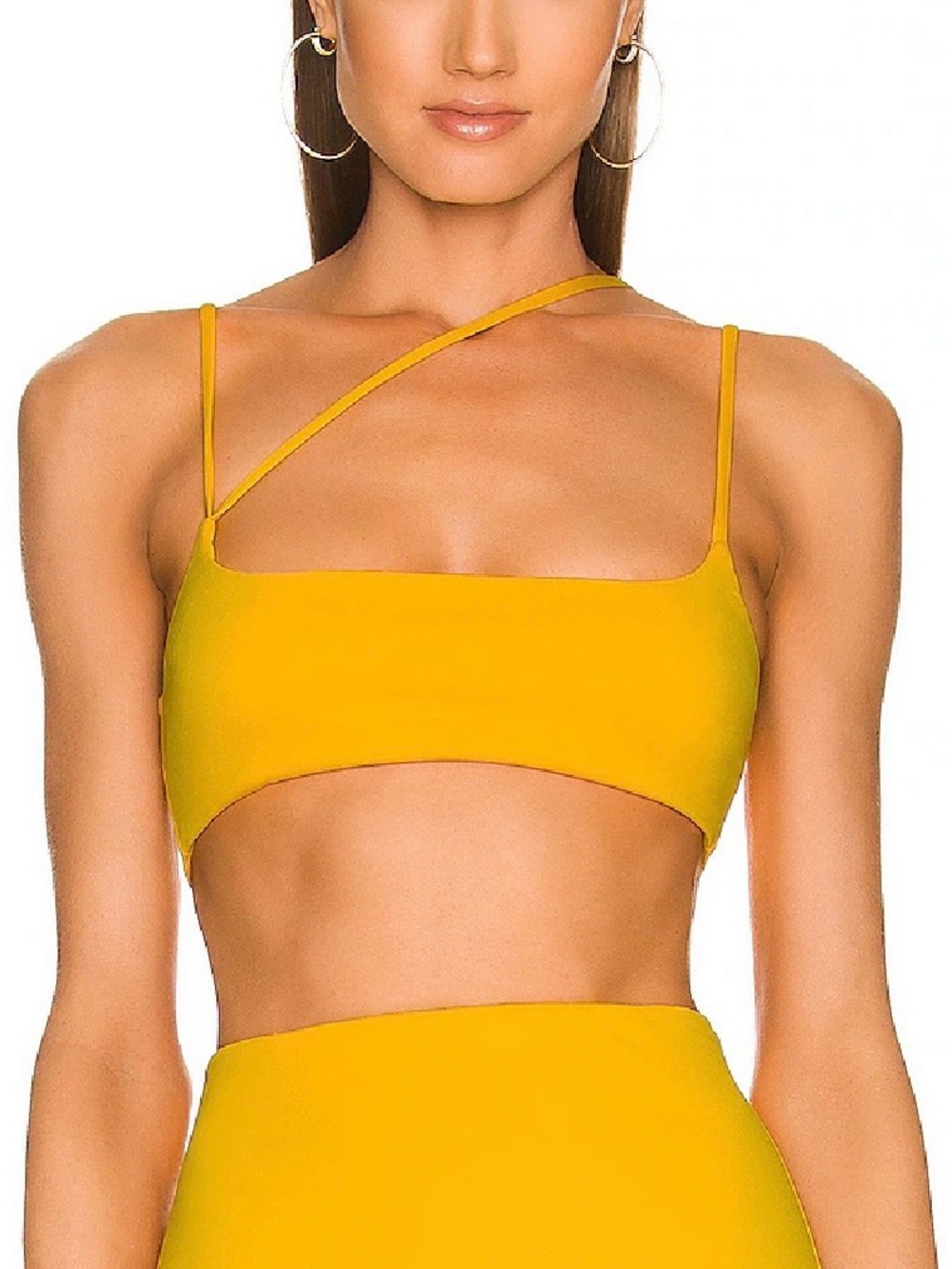 Michael Costello x REVOLVE Amira One Shoulder Yellow Crop Top M